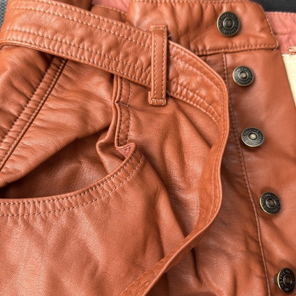 NWT Free People Brown Faux Leather Belted Mini Skirt - Picture 10 of 10
